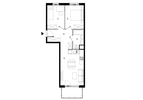 Plan 3 pok. 52m²
