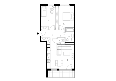 Plan 3 pok. 64m²
