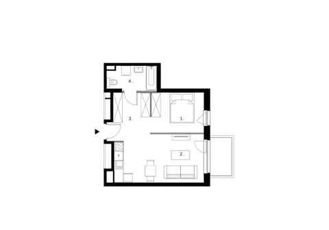 Plan 1 pok. 40m²