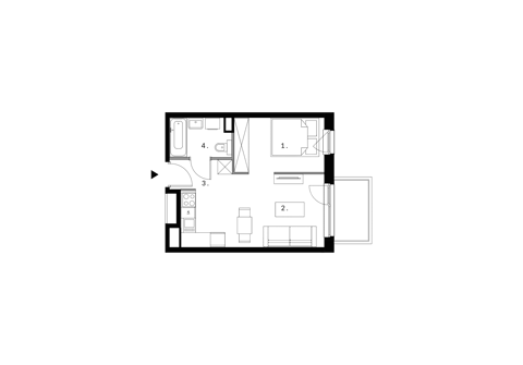 Plan 1 pok. 32m²