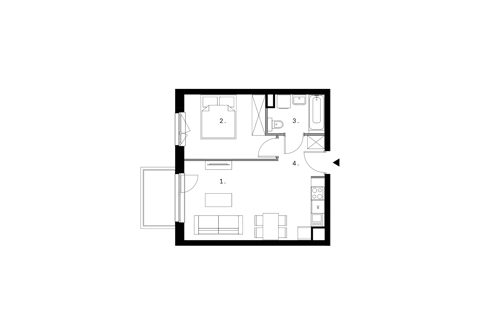 Plan 2 pok. 40m²