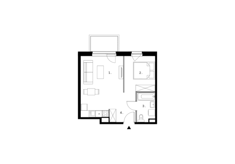 Plan 1 pok. 39m²