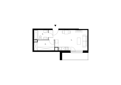 Plan 1 pok. 33m²