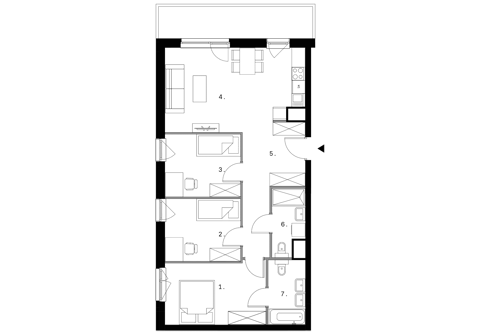 Plan 4 pok. 76m²