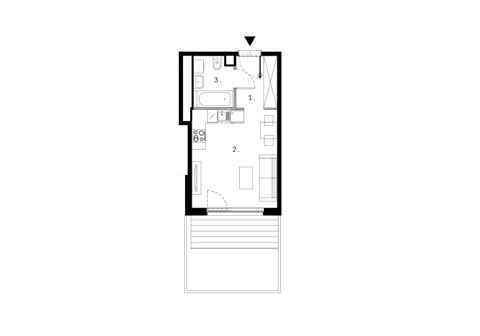 Plan 1 pok. 25m²