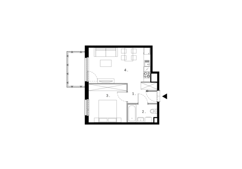 Plan 2 pok. 38m²