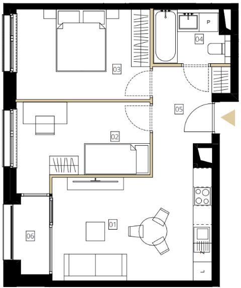 Plan 3 pok. 51m²