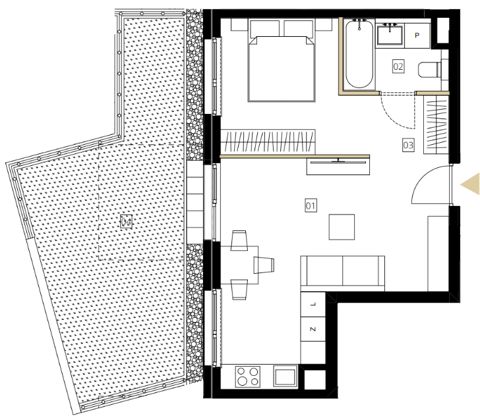 Plan 1 pok. 40m²