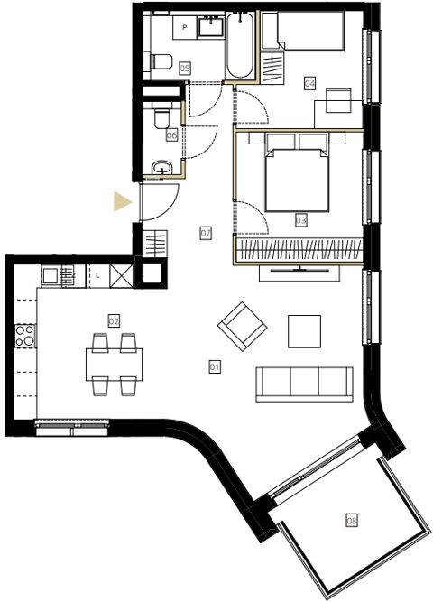 Plan 3 pok. 71m²