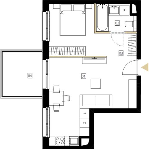 Plan 1 pok. 40m²