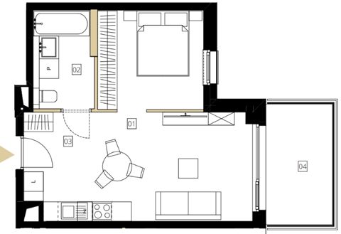 Plan 1 pok. 38m²