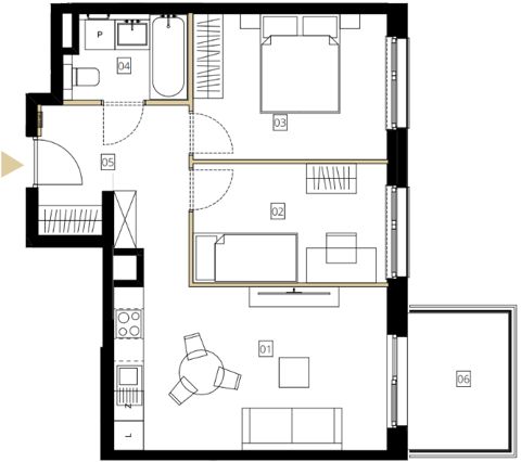 Plan 3 pok. 52m²