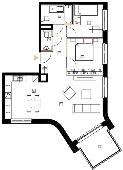 Plan 3 pok. 71m²