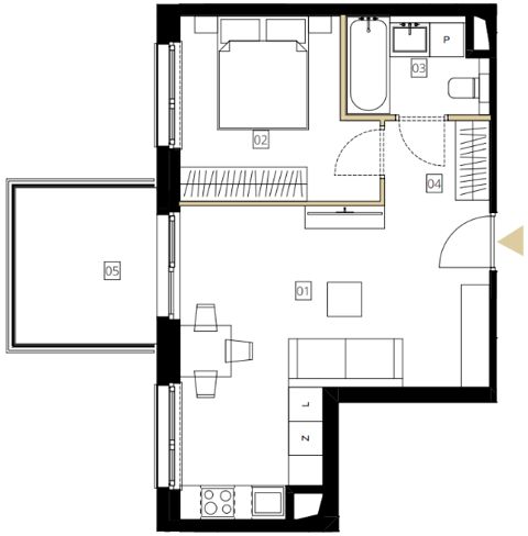 Plan 2 pok. 40m²