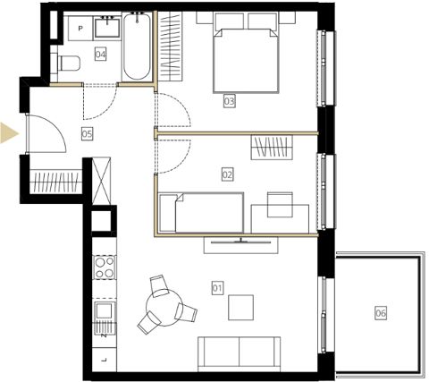 Plan 3 pok. 52m²