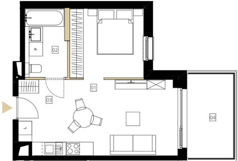 Plan 1 pok. 38m²