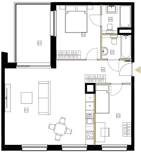 Plan 3 pok. 73m²