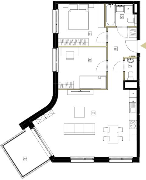 Plan 3 pok. 75m²
