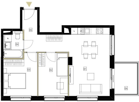 Plan 3 pok. 56m²