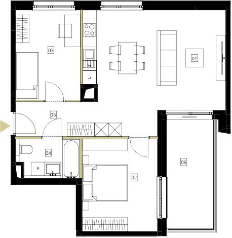 Plan 3 pok. 65m²