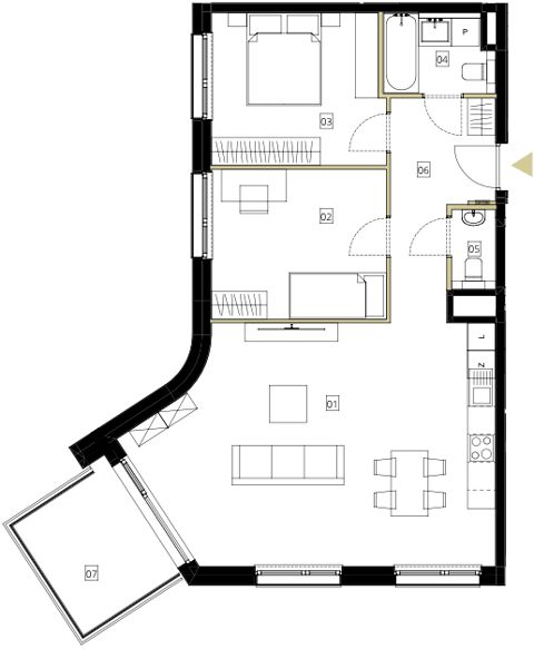 Plan 3 pok. 75m²