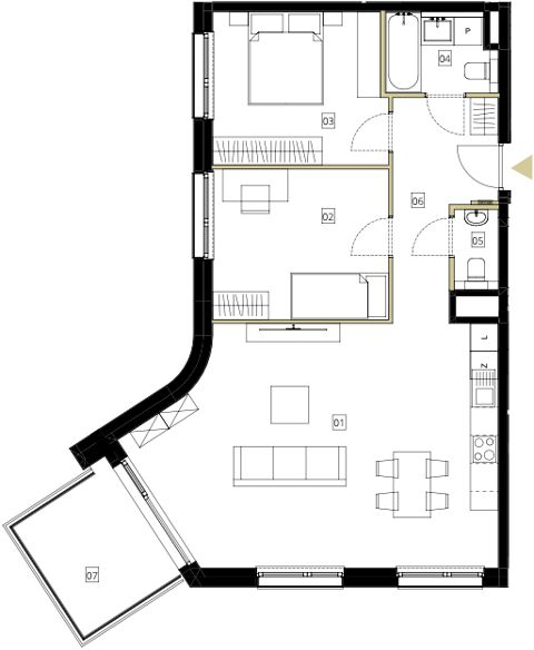 Plan 3 pok. 75m²