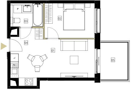 Plan 2 pok. 34m²