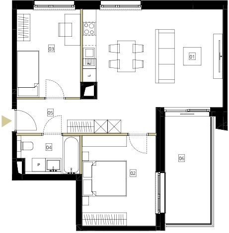 Plan 3 pok. 65m²