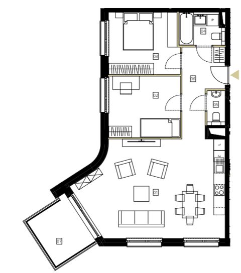 Plan 3 pok. 75m²