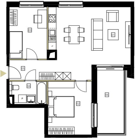 Plan 3 pok. 65m²