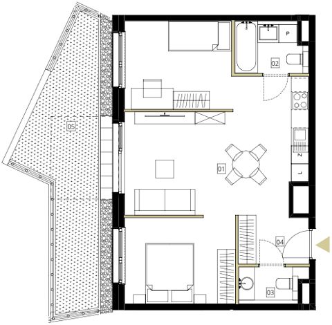 Plan 1 pok. 54m²
