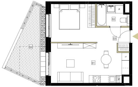 Plan 1 pok. 36m²