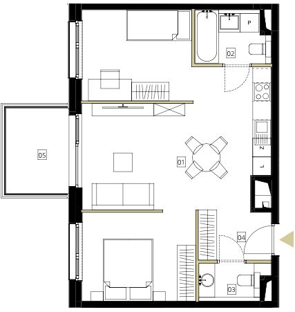 Plan 1 pok. 55m²