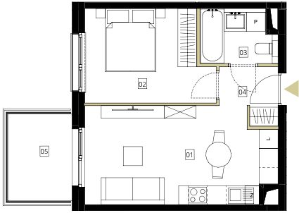 Plan 2 pok. 36m²