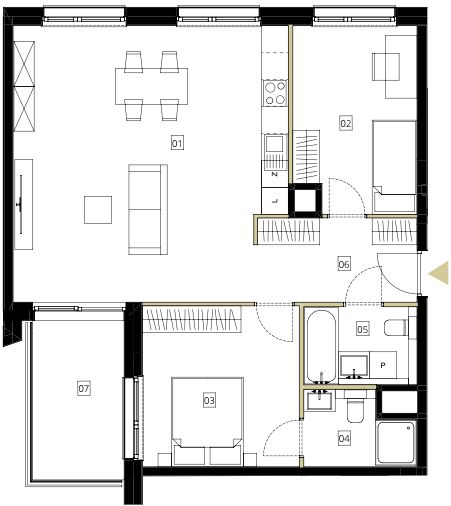 Plan 3 pok. 75m²