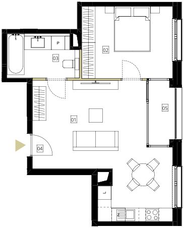 Plan 2 pok. 47m²
