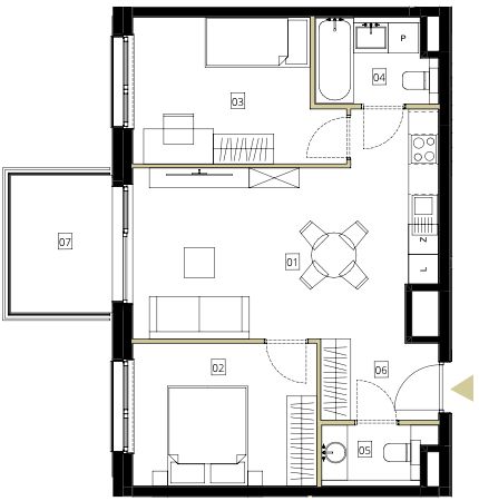 Plan 3 pok. 54m²