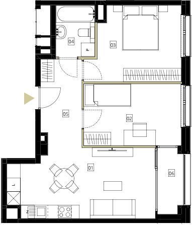 Plan 3 pok. 55m²