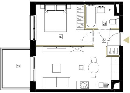 Plan 2 pok. 36m²