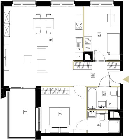 Plan 3 pok. 75m²