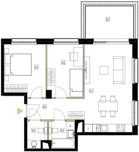 Plan 3 pok. 57m²