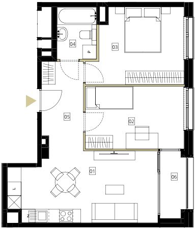 Plan 3 pok. 55m²