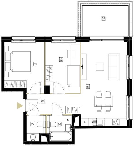 Plan 3 pok. 57m²