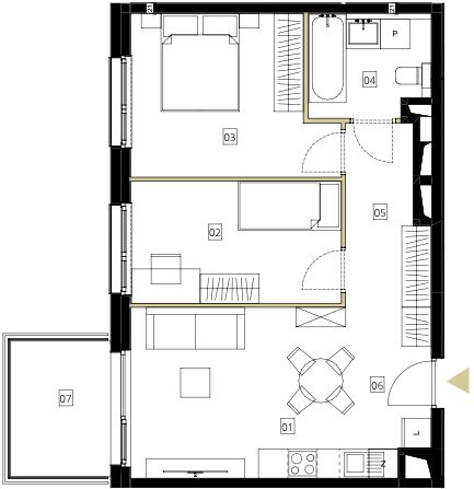 Plan 3 pok. 55m²
