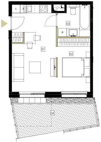 Plan 2 pok. 33m²