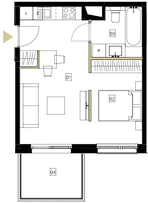 Plan 2 pok. 34m²