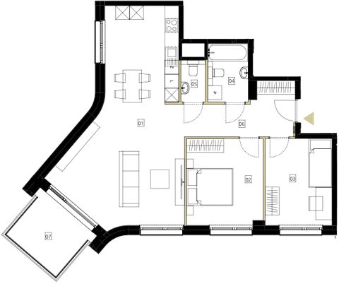 Plan 3 pok. 76m²
