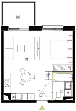 Plan 1 pok. 36m²