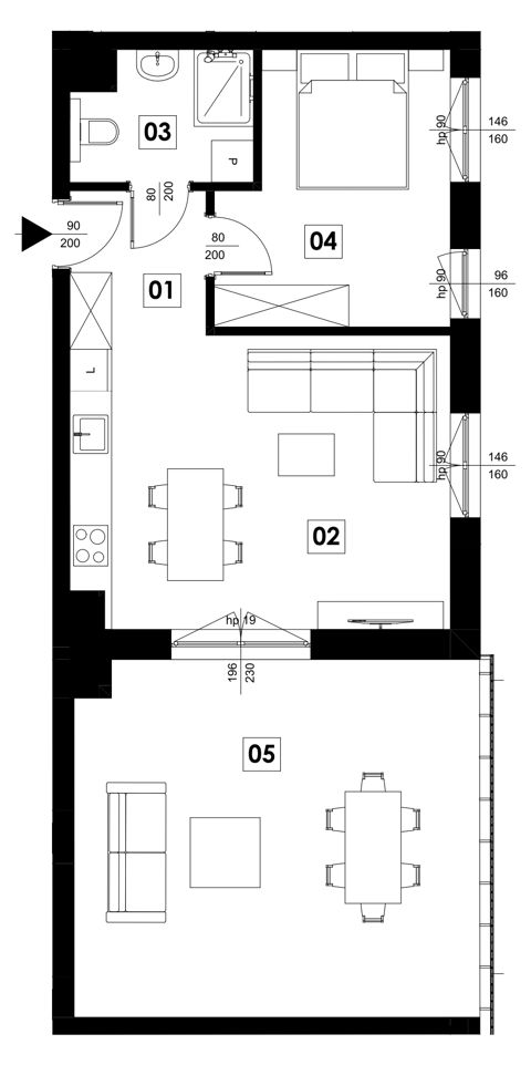 Plan 2 pok. 43m²