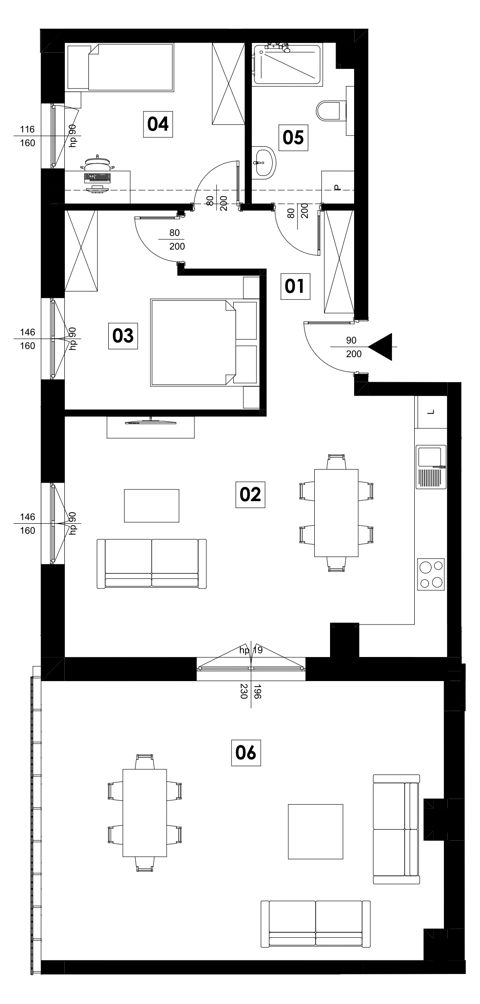 Plan 3 pok. 64m²